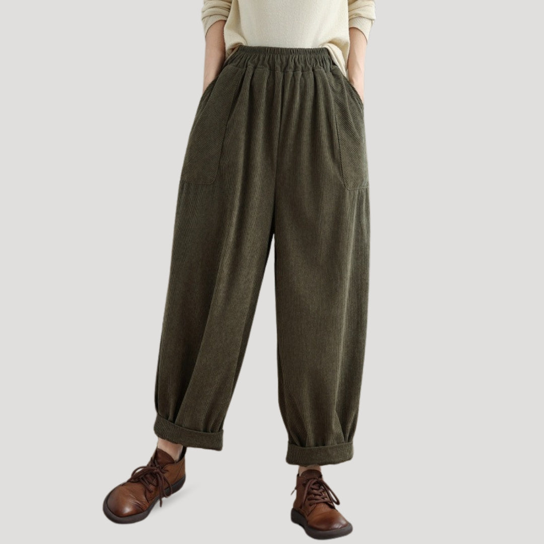 Damen Corduroy Weite Beinhosen | Hohe Taille und Lässiger Stil