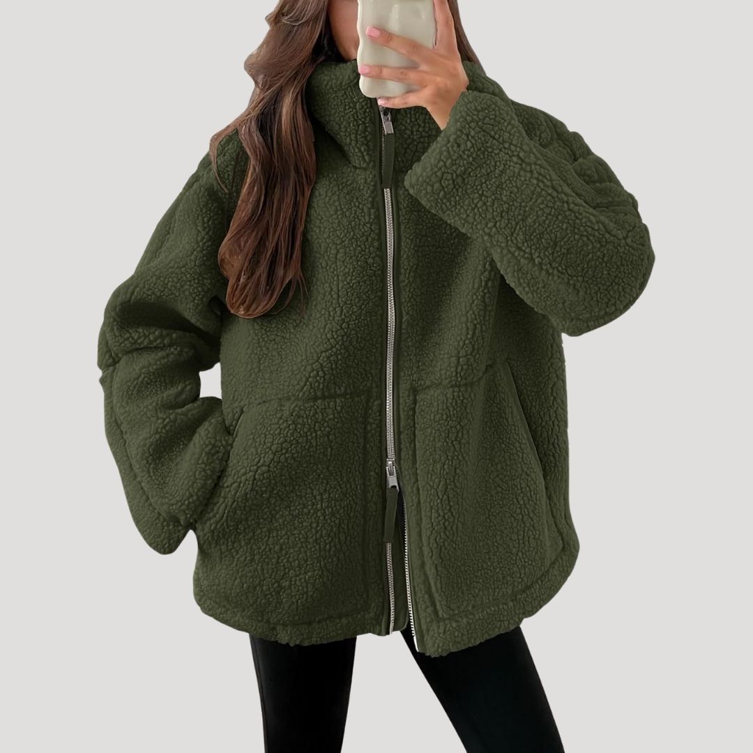 Damen Fleece Teddyjacke | Weich, Flauschig und Warm für Wintertage