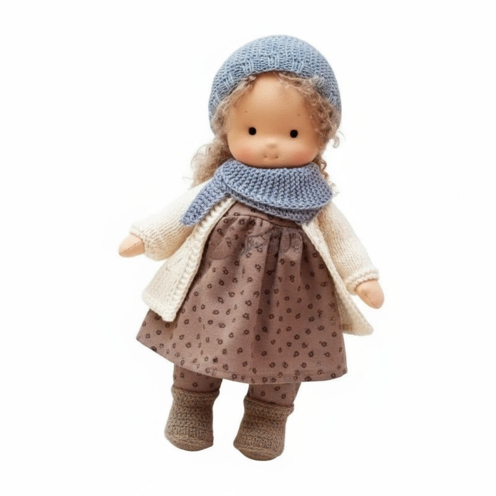 Elora Handgemachte Waldorfpuppe – Natur Baumwoll Kuschelpuppe für kreatives Spiel