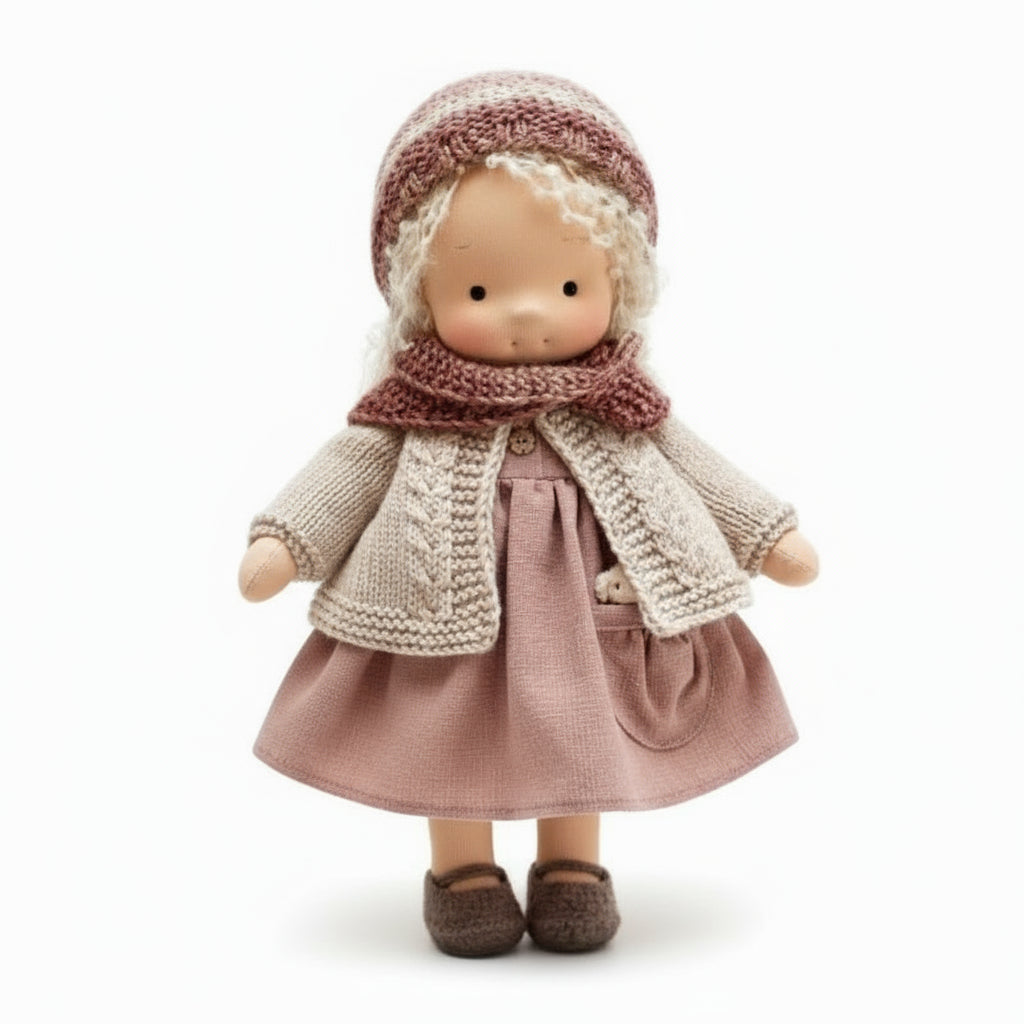 Elora Handgemachte Waldorfpuppe – Natur Baumwoll Kuschelpuppe für kreatives Spiel