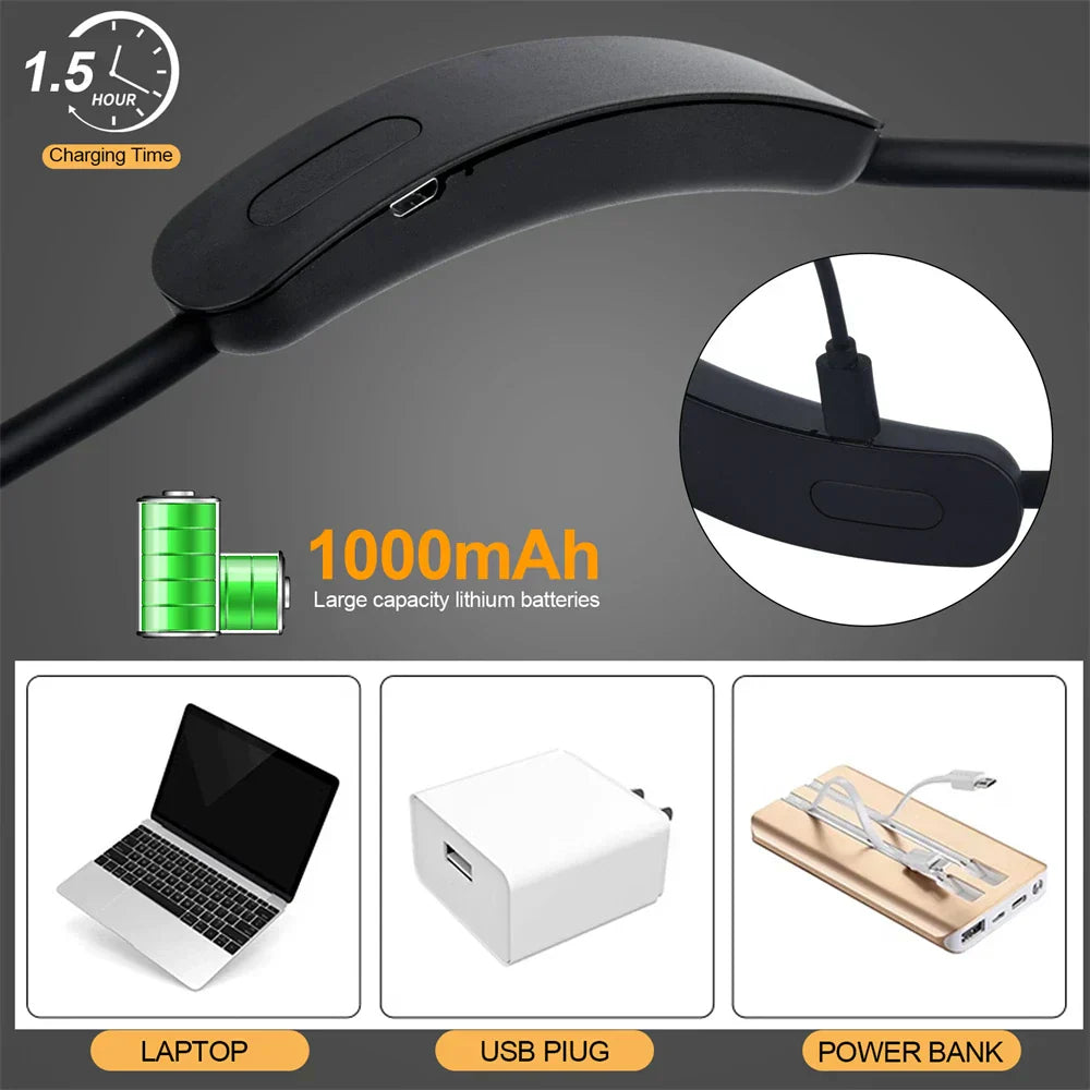 LED Nackenlampe LumiNeck | USB wiederaufladbar | 3 Lichtfarben & Stufenlos dimmbar | Flexibel & Tragbar