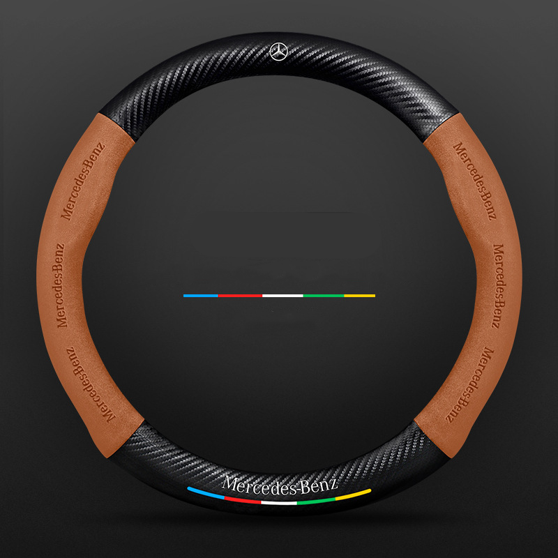 Anti-Rutsch 3D-geprägter Carbon-Leder-Lenkradbezug Universelle Passform