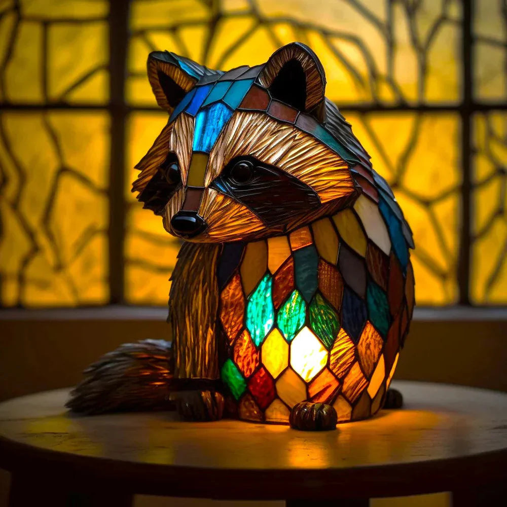 Tischlampe Buntglas Motivlampe Dekoratives Licht Kunst Tierdesign