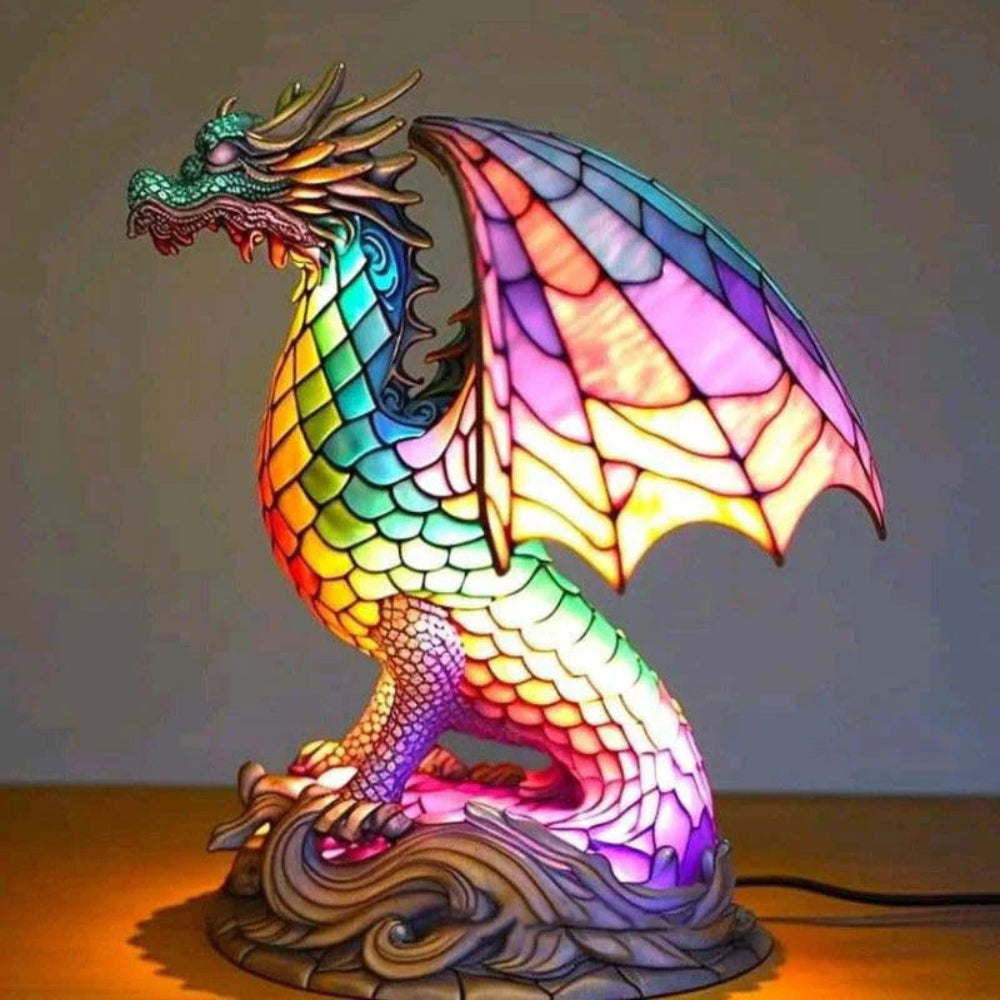 Tischlampe Buntglas Motivlampe Dekoratives Licht Kunst Tierdesign