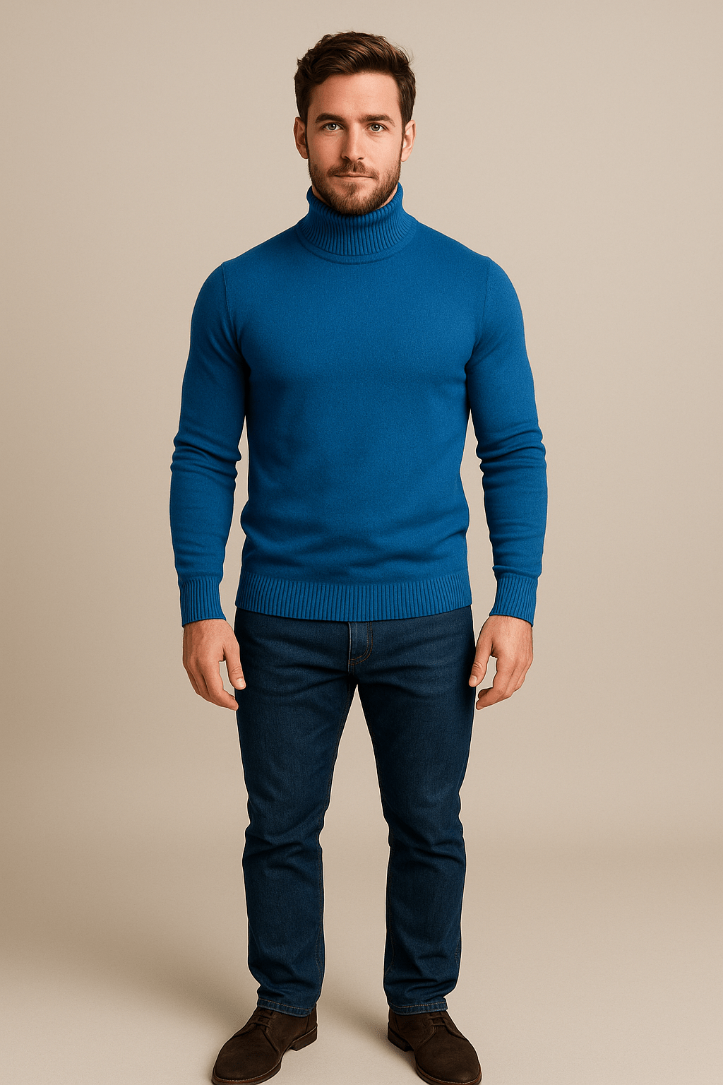 Herren Slim Fit Rollkragenpullover – Klassischer Strickpullover