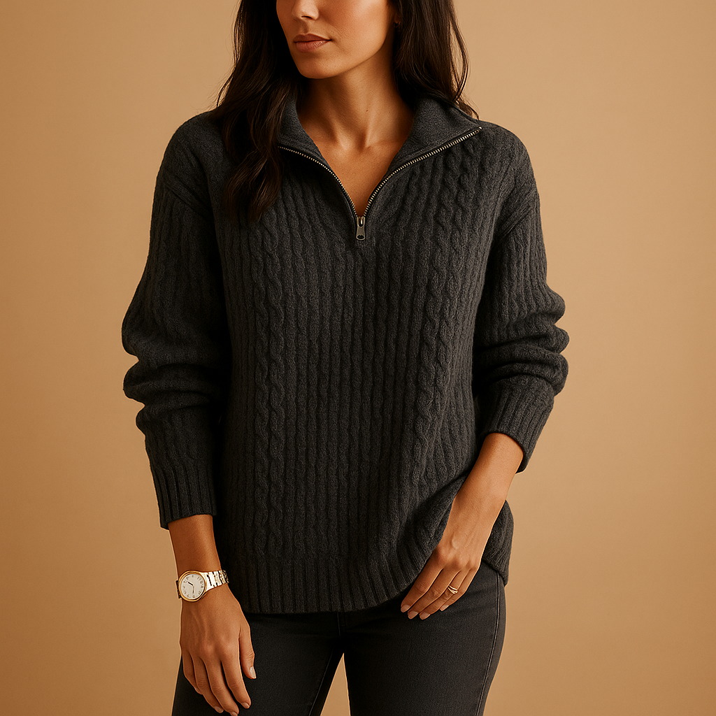 Damen-Half-Zip-Pullover mit tailliertem Schnitt