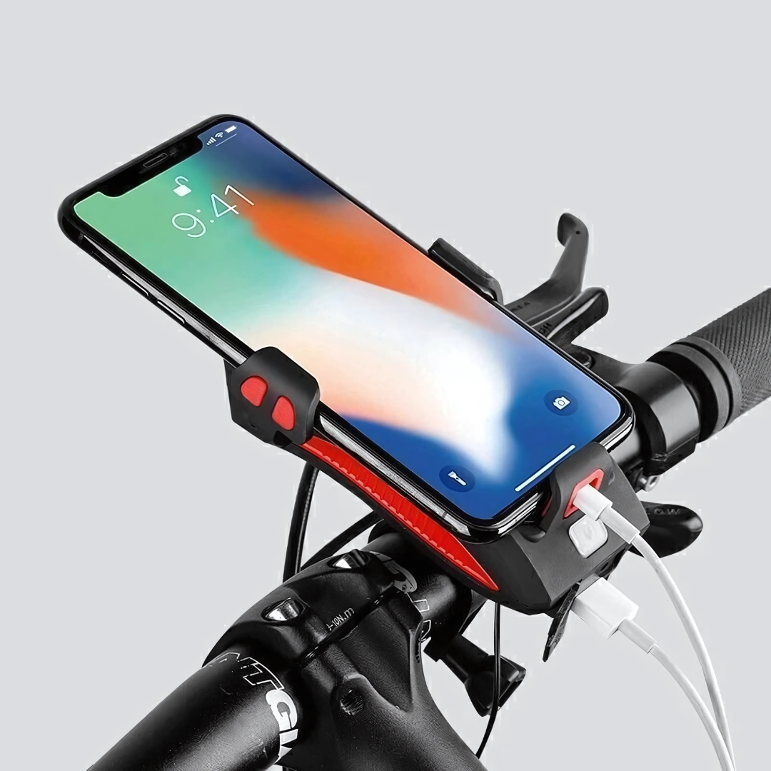 Fahrradlicht mit Handyhalter & Powerbank | Vorderes Fahrradlicht | PowerRide