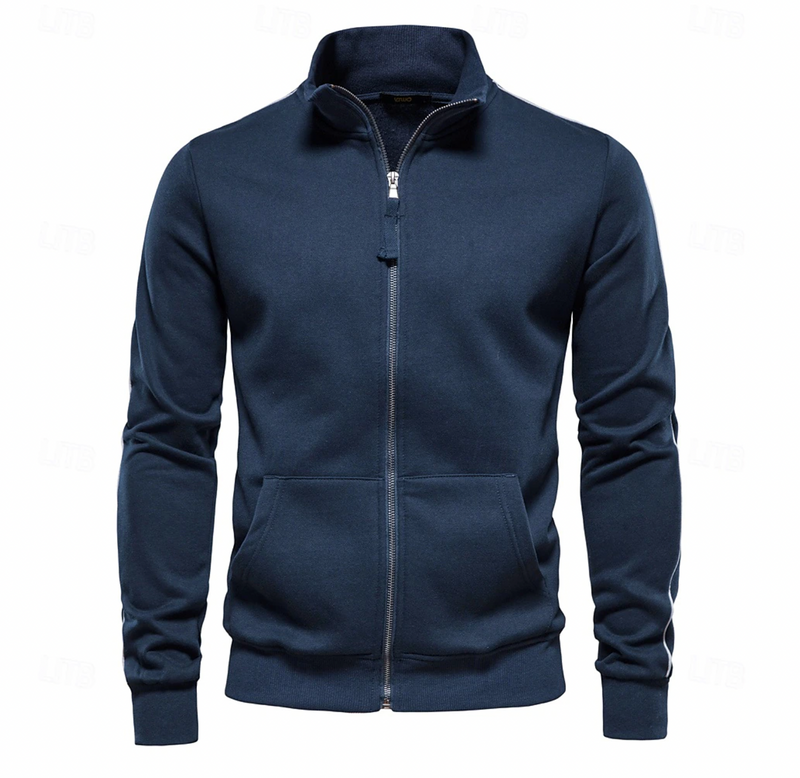 Herren Zip-Up Cardigan mit hohem Kragen – Leicht und Lässig