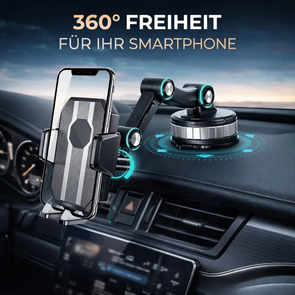 Auto-Handyhalter | Handyhalter mit Saugnapf & 360°-Drehung | LuxGrip