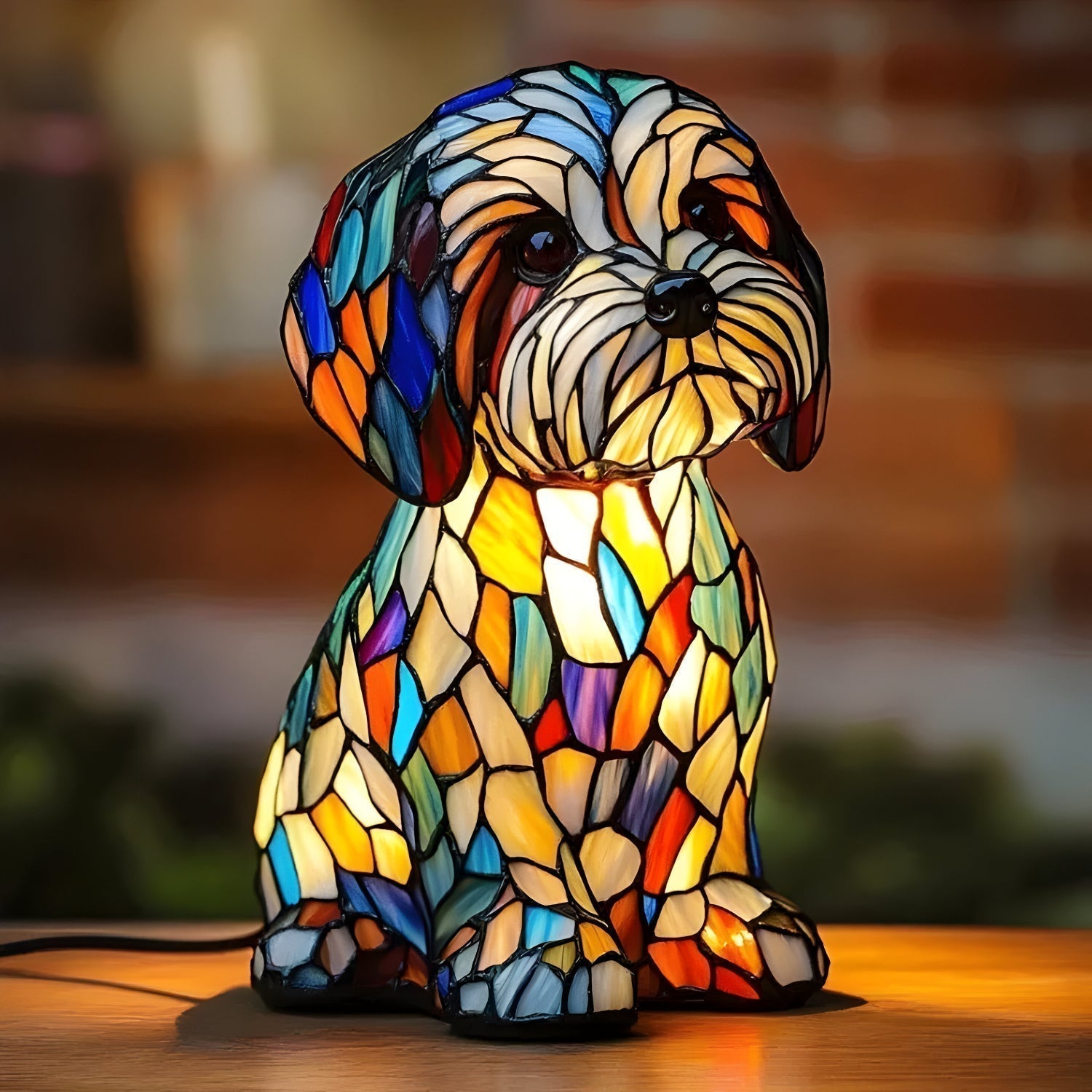 Buntglas Hund Tischlampe Dekorative Tierbeleuchtung