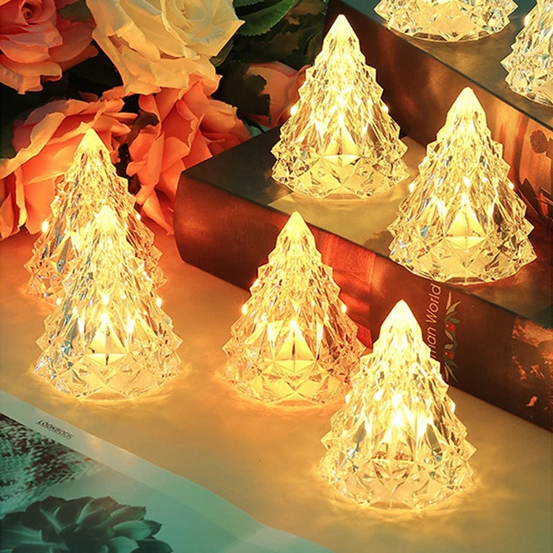 Mini-Weihnachtsbaum aus Kristall | Beleuchtete Weihnachtsdekoration | Kristallbaum (5 Stück)