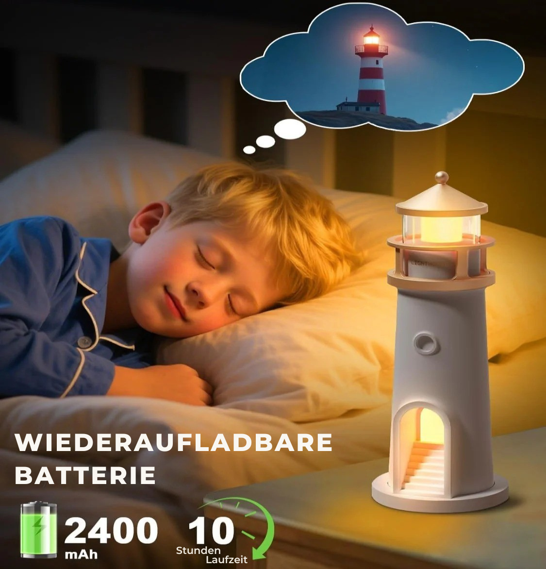 Mondlicht Projektor Lampe | Leuchtturm Nachtlicht mit Bluetooth Lautsprecher | Lunavara