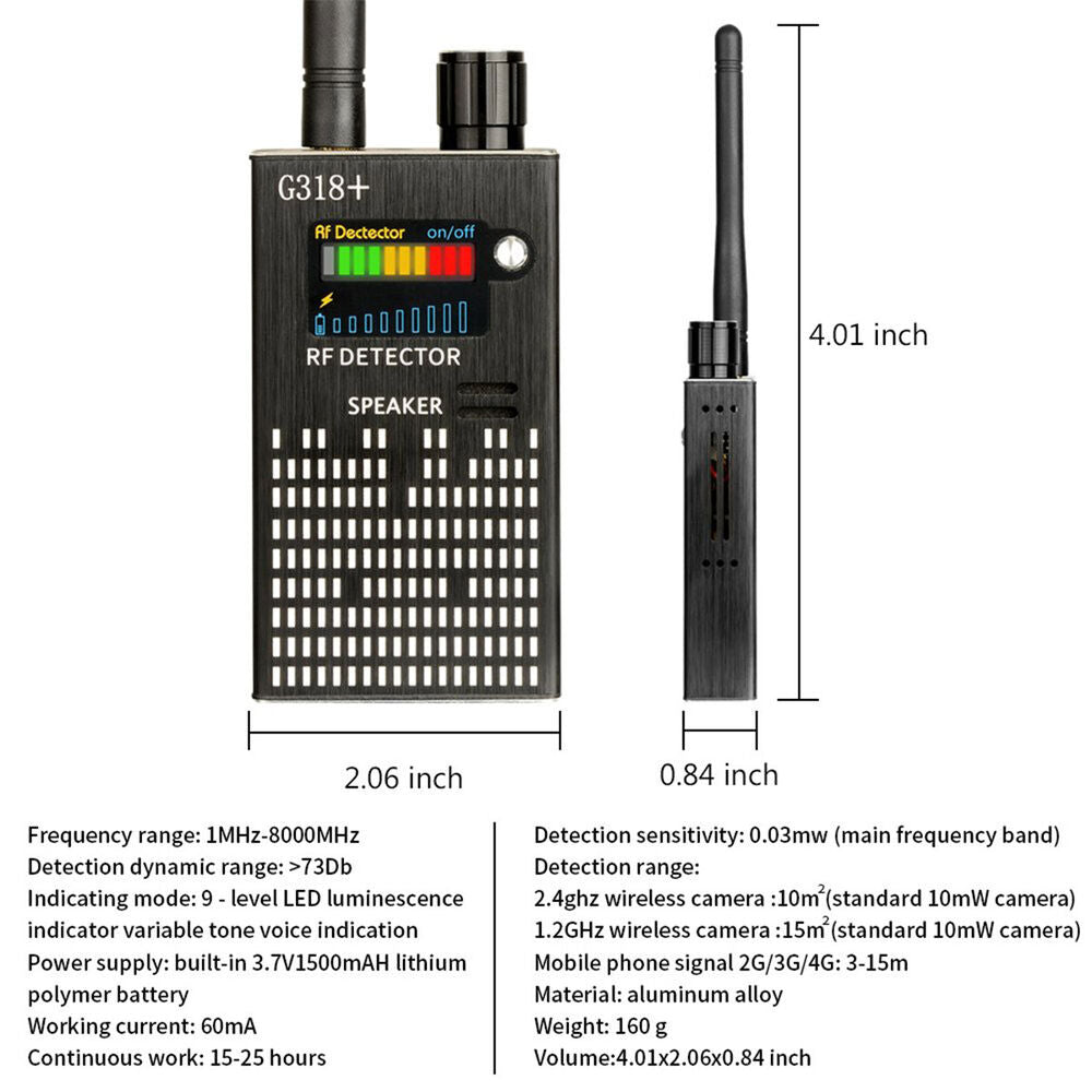 Ripob | Spy Signal Detector, RF Detector, Hidden Camera, Laser Lens, GSM-GPS Gerätesucher