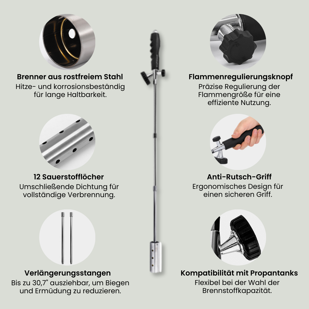 Unkrautbrenner | Thermischer Unkrautvernichter | Chemiefreier Unkrautentferner | Flammix
