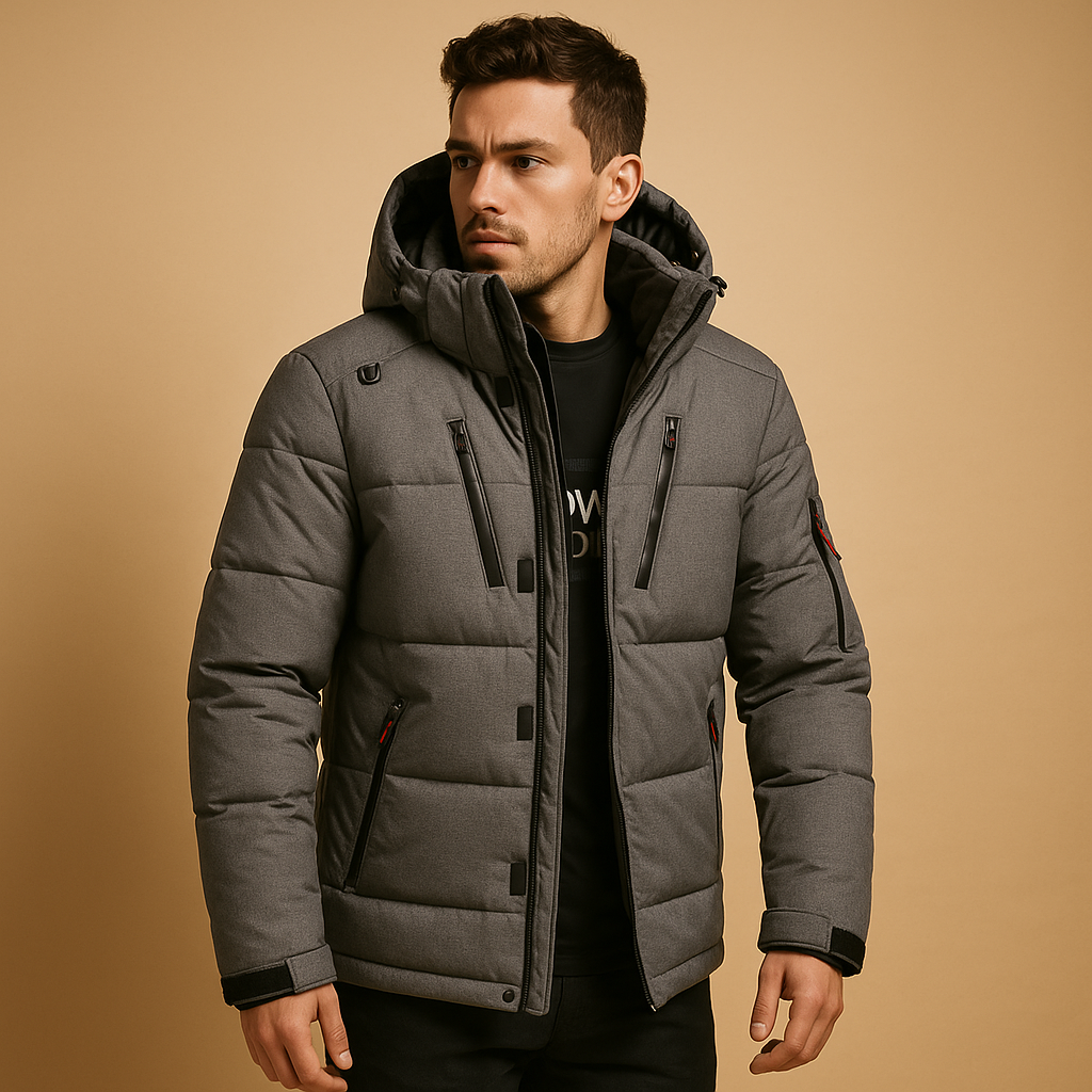 Herren Daunenparka mit Kapuze – Warm und Winddicht