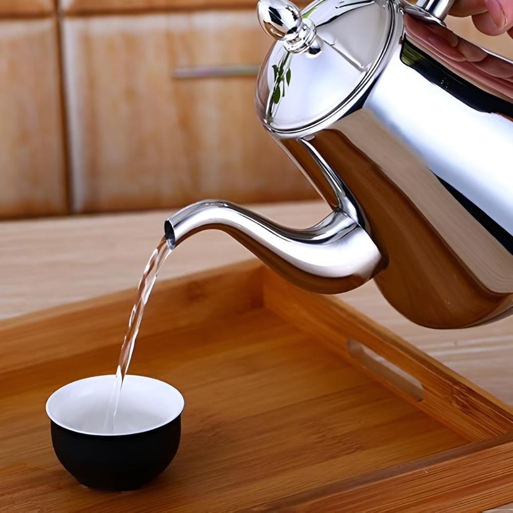 Edelstahl Wasserkocher mit Filter | Teekanne mit Sieb | Steelia