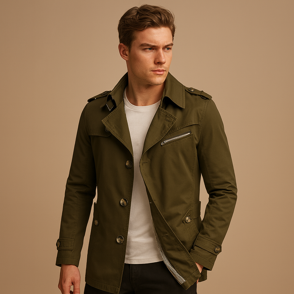 Herren wasserdichter Trenchcoat – Klassisches Doppelreiher-Design
