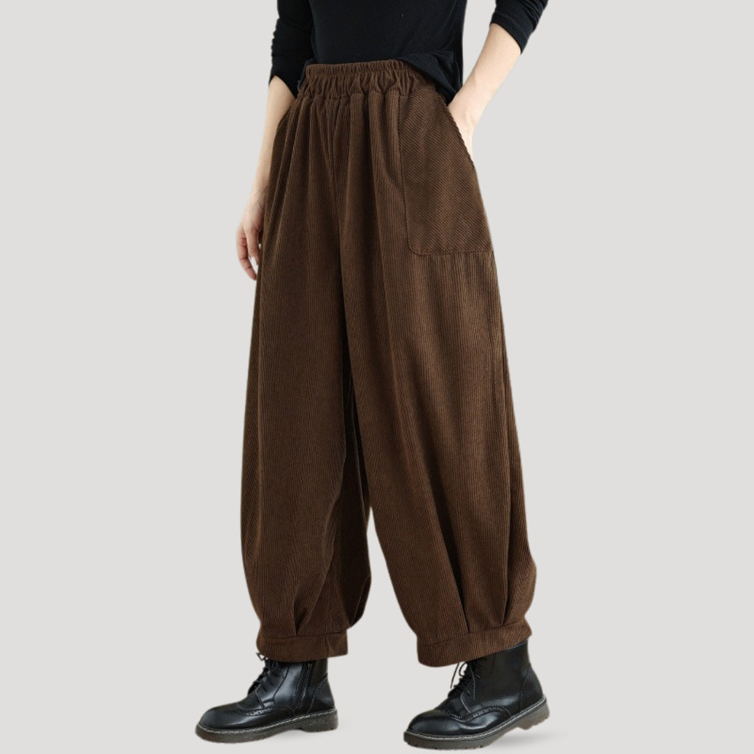 Damen Corduroy Weite Beinhosen | Hohe Taille und Lässiger Stil