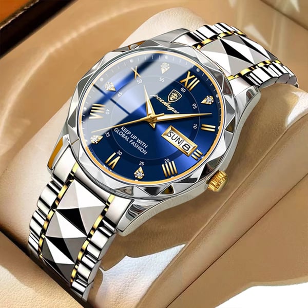 Ripob Modell 615 | Luxuriöse Herrenarmbanduhr | Japanisches MIYOTA Quarzwerk | Gehäuse aus 316L Edelstahl | Hardlex Kristallglas | 3 ATM wasserdicht | Leuchtende Indizes & Datum