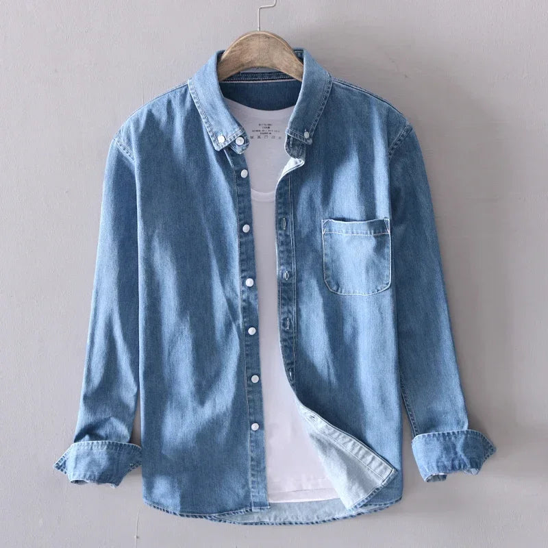 Heritage Baumwoll-Denim Hemd mit Knöpfen