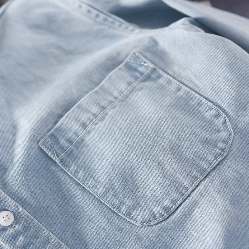 Heritage Baumwoll-Denim Hemd mit Knöpfen