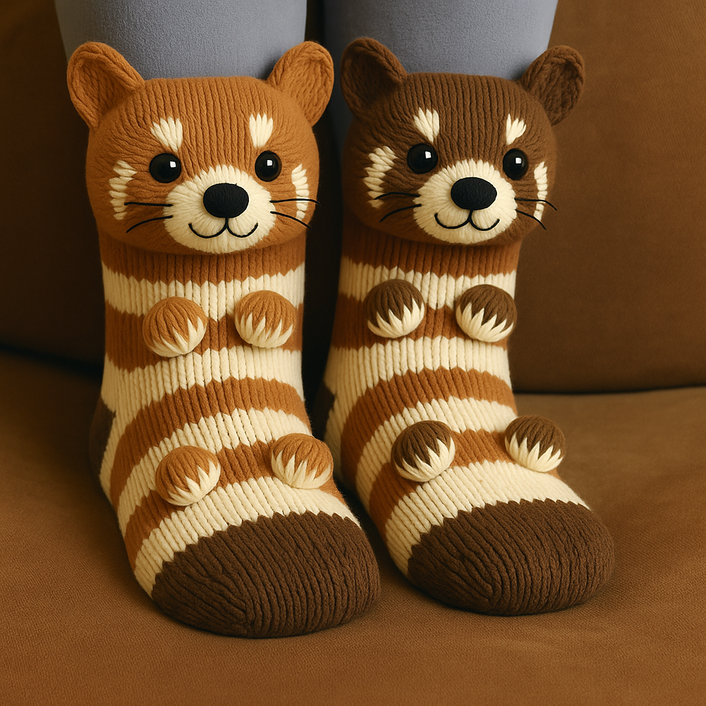 Rutschfeste warme Plüsch-Mikrofaser 3D Tierdesign Haussocken Unisex