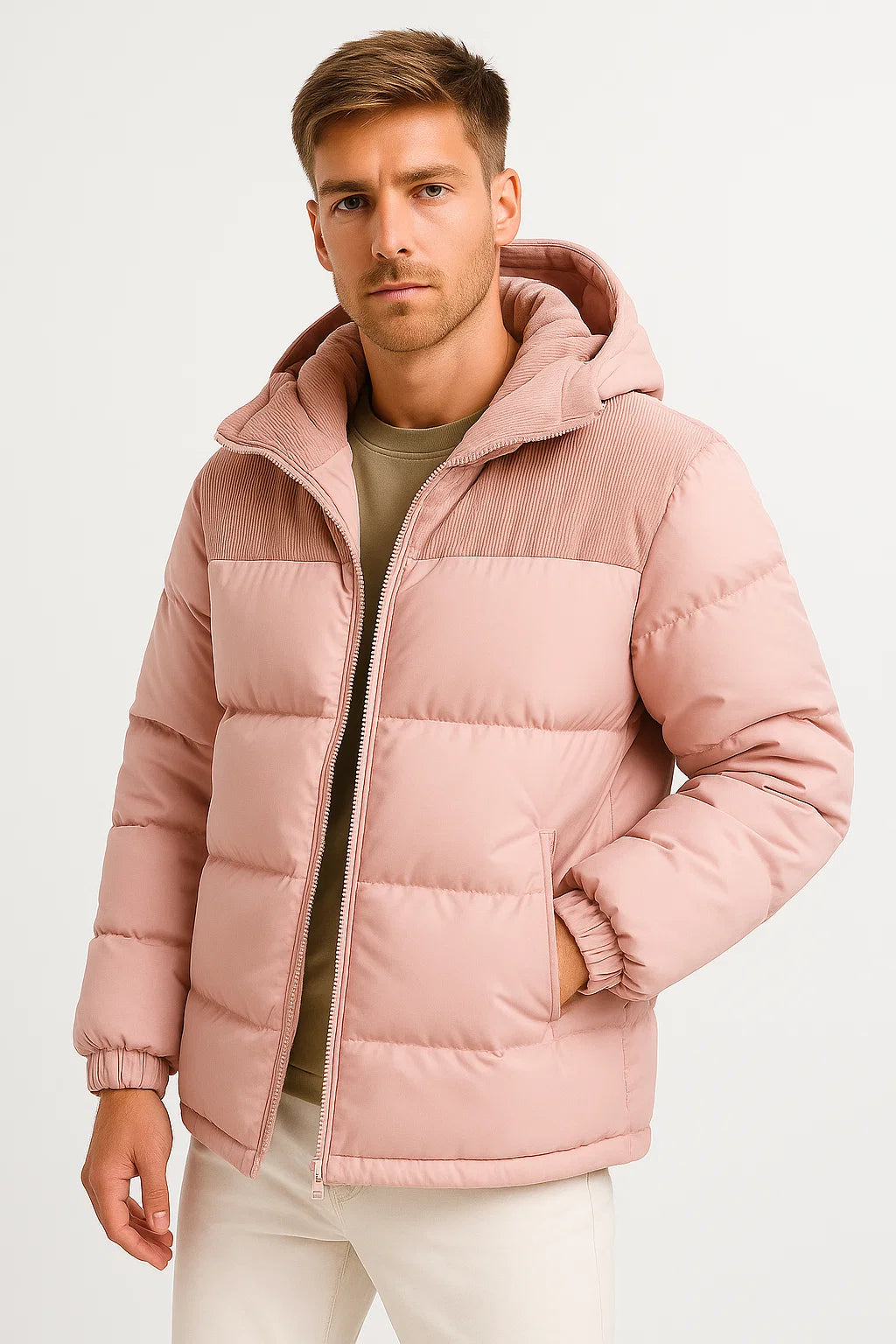 Herren Pufferjacke – Leichte Kapuzen-Winterjacke mit Isolierung