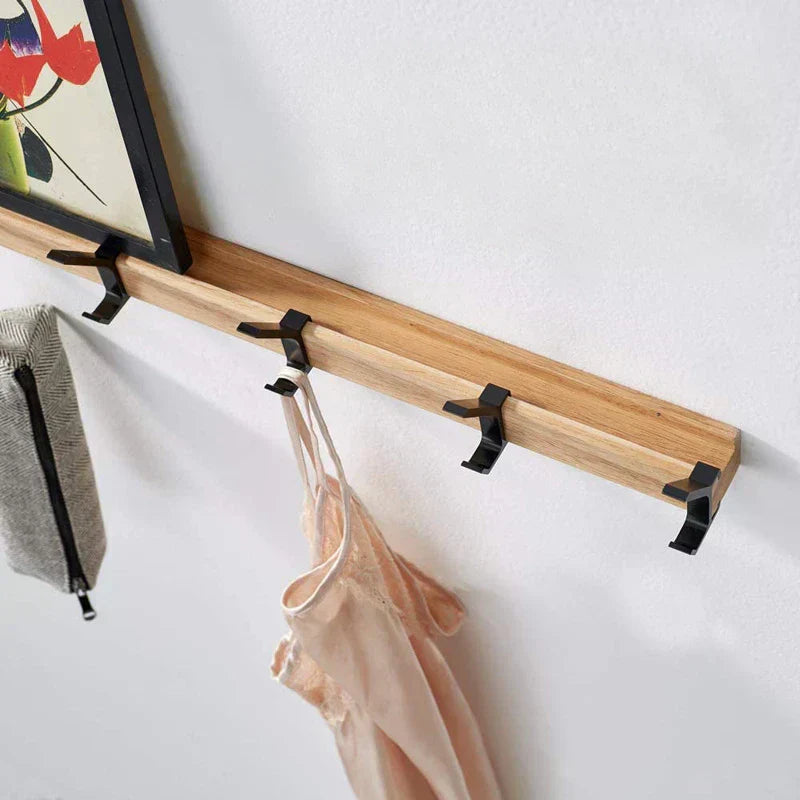 Nordivo Wandgarderobe mit beweglichen Doppelhaken | Skandinavisches Design | Holz & Aluminium | Platzsparend & Zeitgemäß