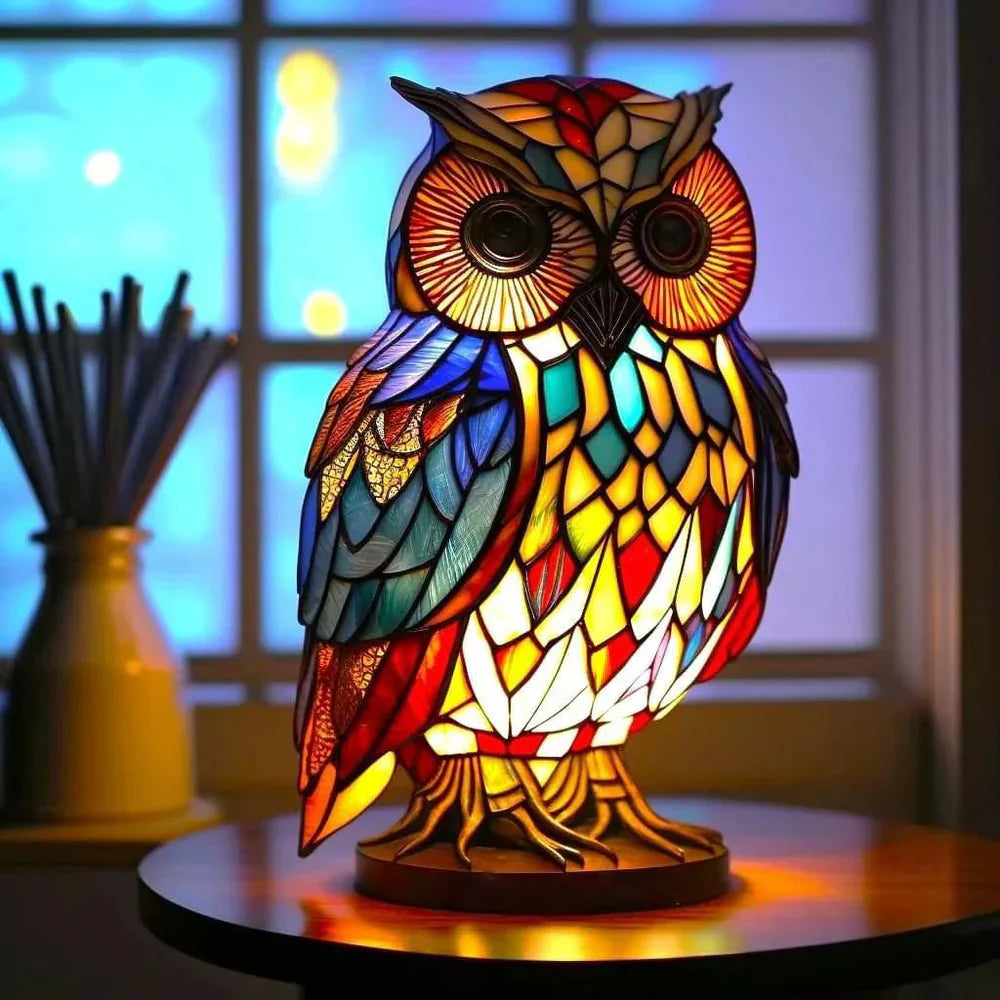 Tischlampe Buntglas Motivlampe Dekoratives Licht Kunst Tierdesign