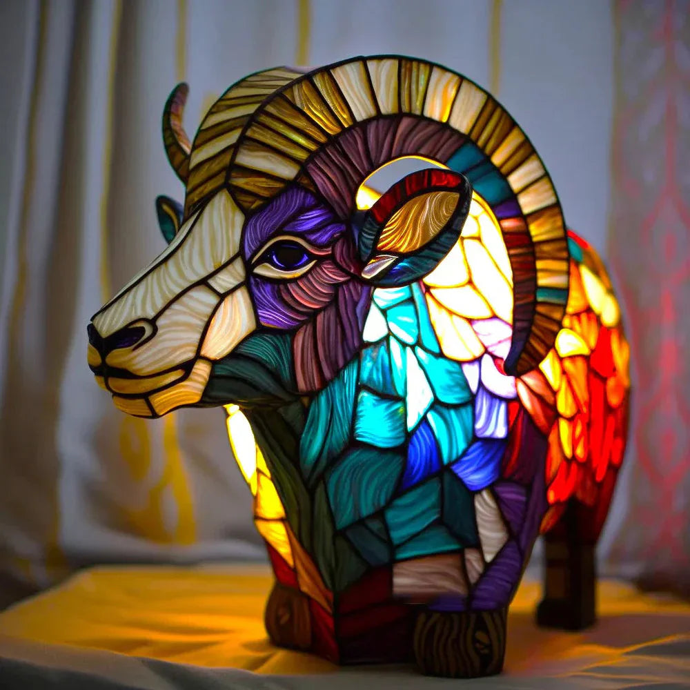 Tischlampe Buntglas Motivlampe Dekoratives Licht Kunst Tierdesign