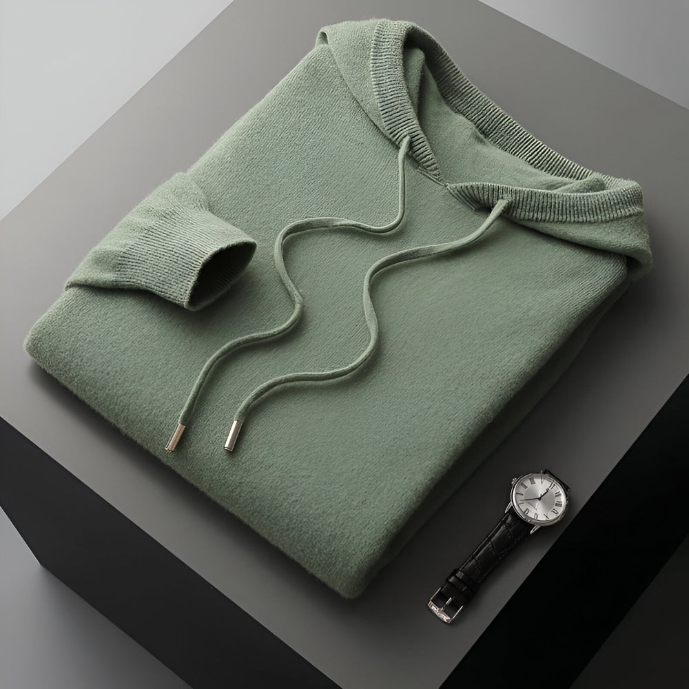 Herren Merino Woll Strick Hoodie Pullover