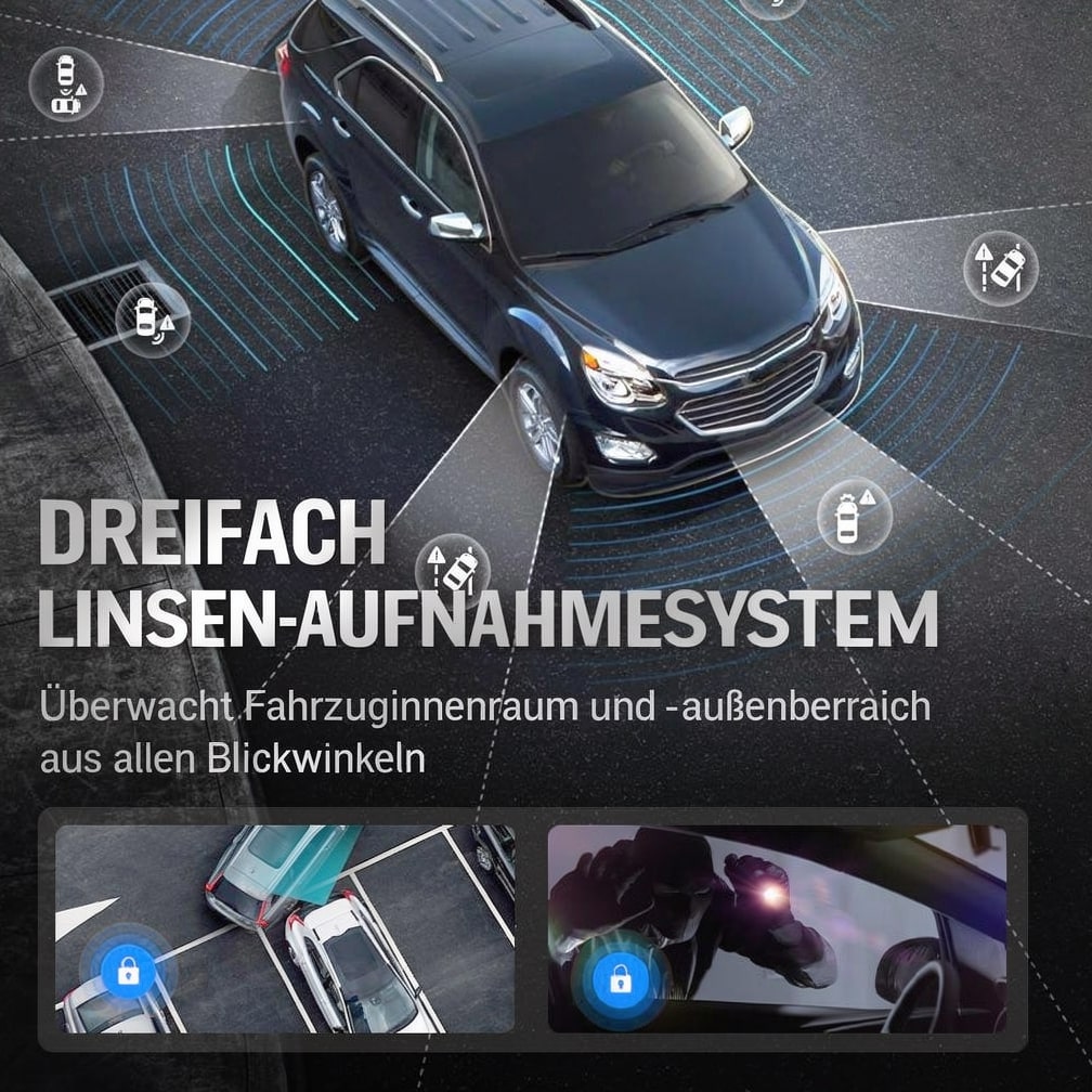 Dashcam für Front und Heck des Autos | Rückfahrkamera zum Nachrüsten | Auto Kamera | DriveCam