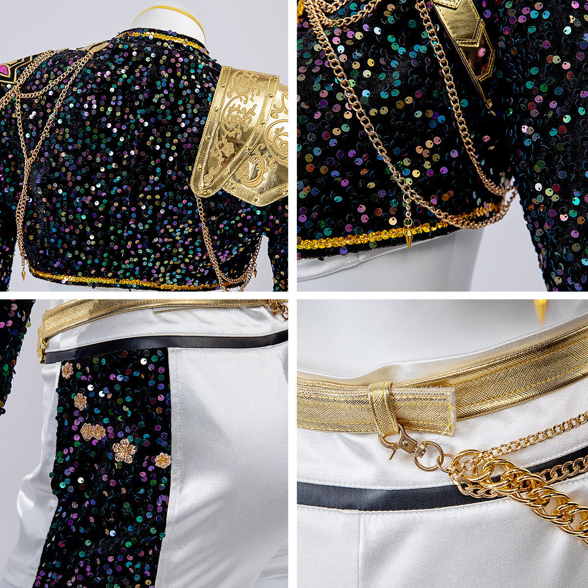 Glitzerkostüm Damen Schwarz Gold