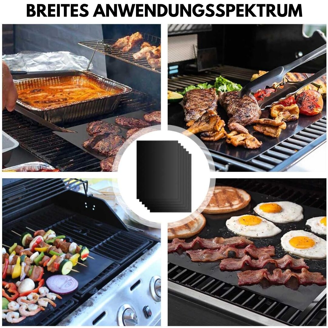 Grillmatte für Grill | Wiederverwendbare Antihaft-BBQ-Grillmatten (Set von 5) | Grillara