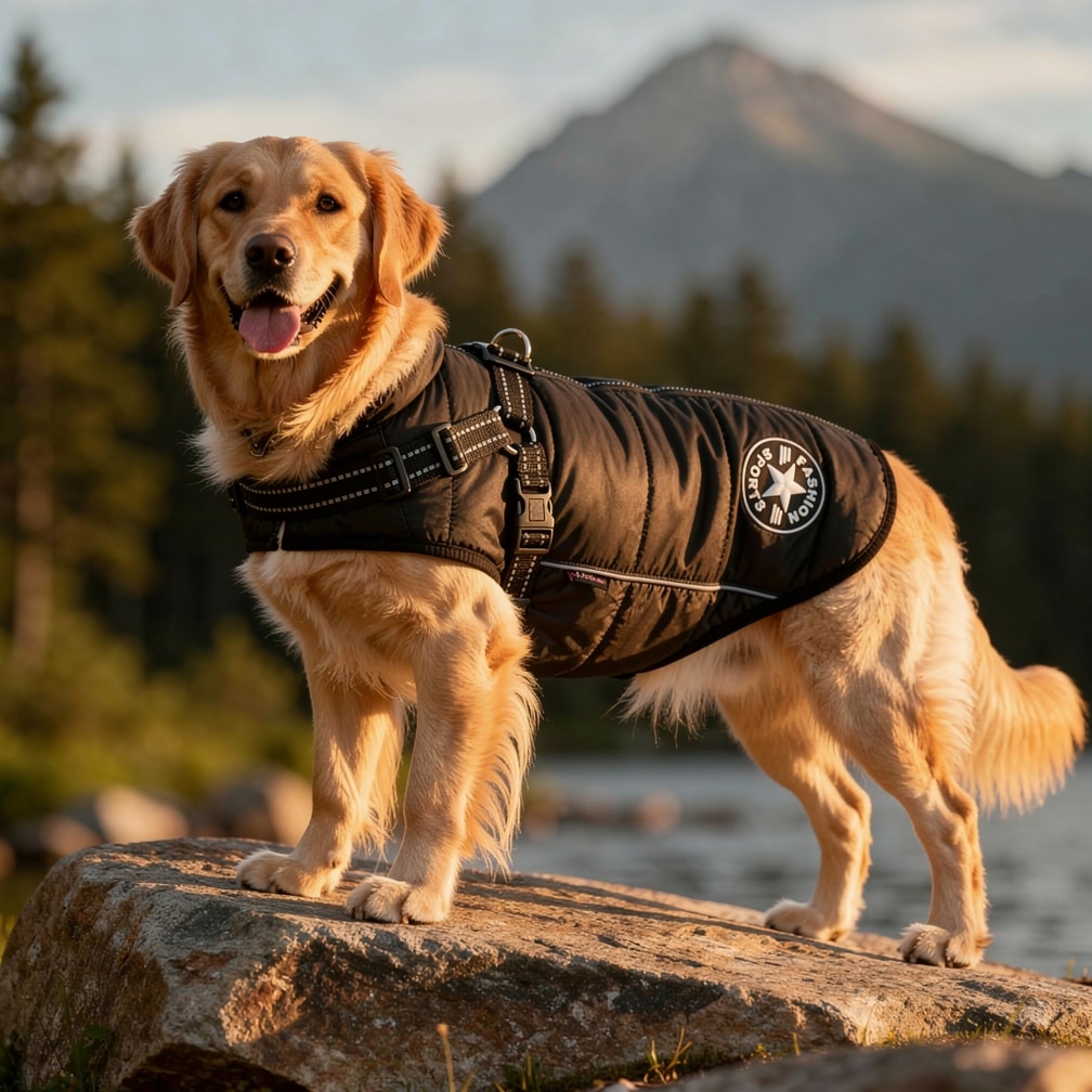 Hundemantel für den Winter | Wintermantel für Hunde | Hundejacke mit Geschirr | Fellmantel