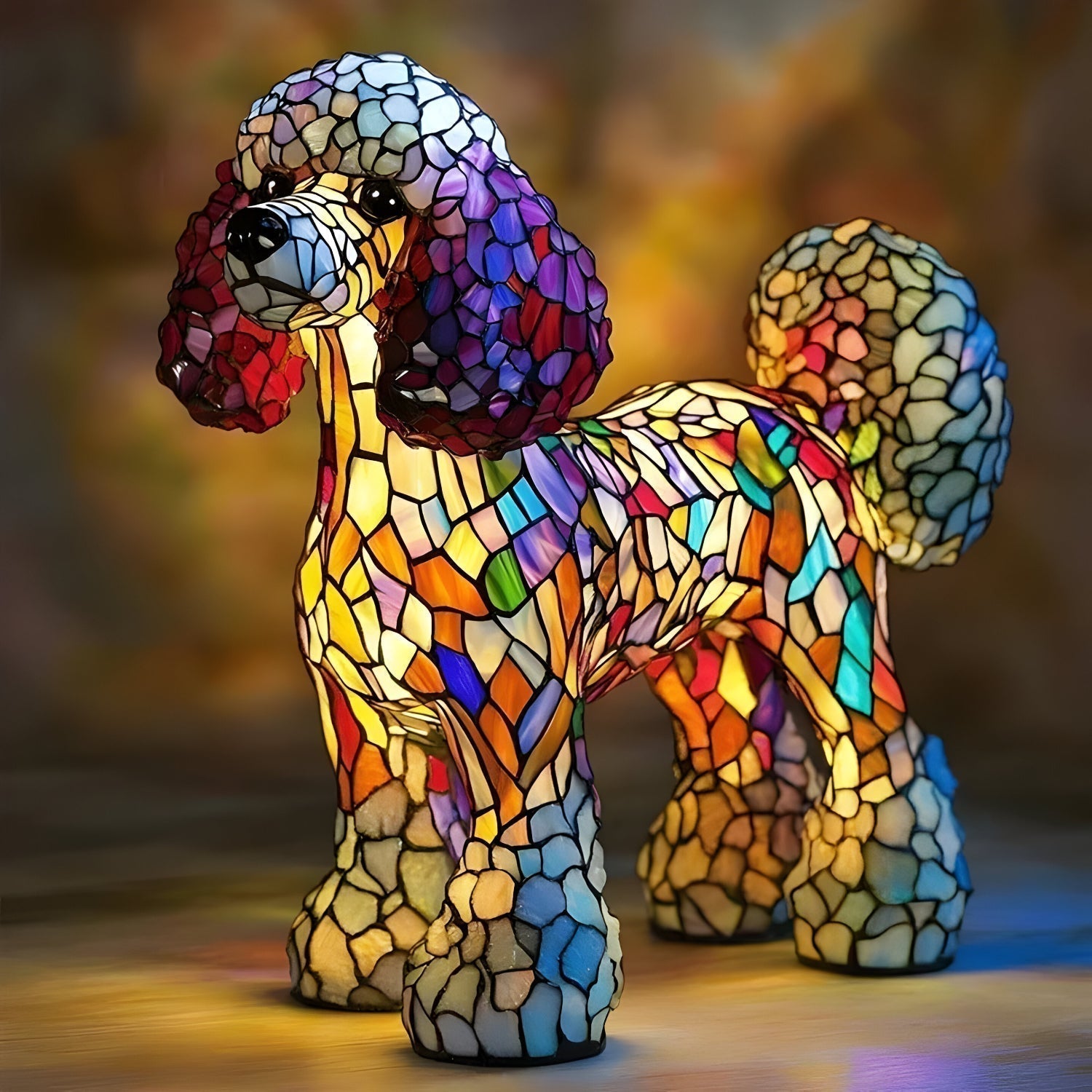 Buntglas Hund Tischlampe Dekorative Tierbeleuchtung