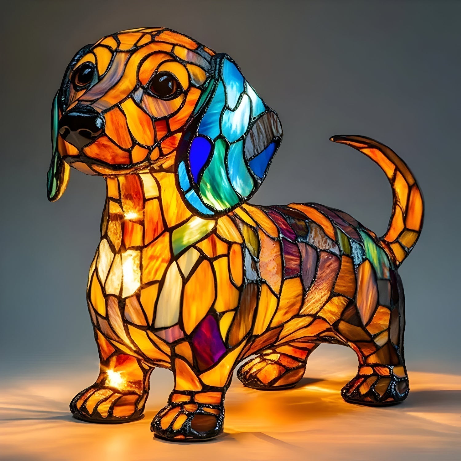 Buntglas Hund Tischlampe Dekorative Tierbeleuchtung