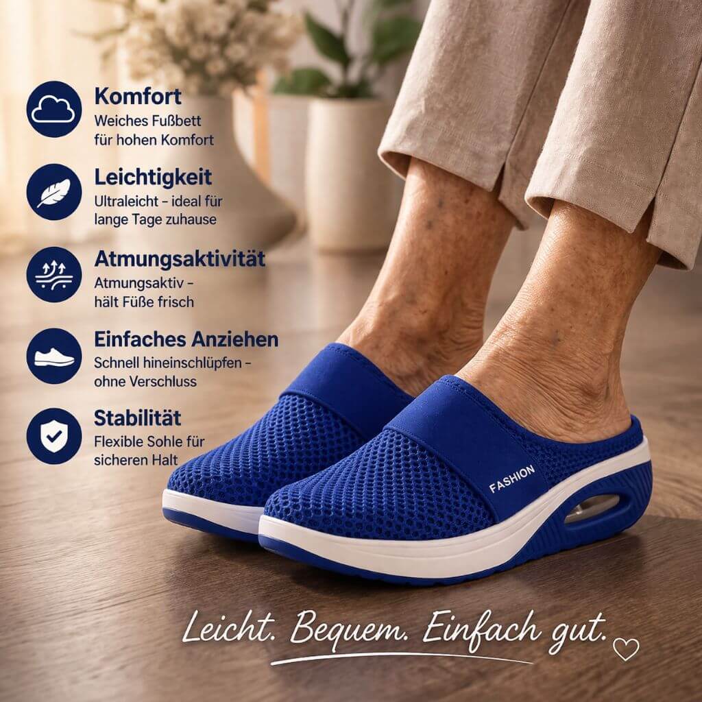 Orthopädische Hausschuhe zum Reinschlüpfen | Breite Diabetikerschuhe für Zuhause | Velori