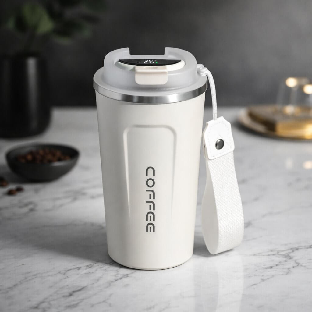 Thermobecher mit Temperaturanzeige | Smarter Trinkbecher aus Edelstahl | Themiora