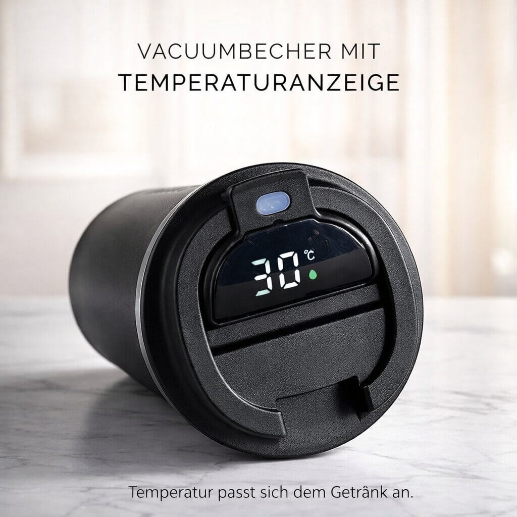 Thermobecher mit Temperaturanzeige | Smarter Trinkbecher aus Edelstahl | Themiora