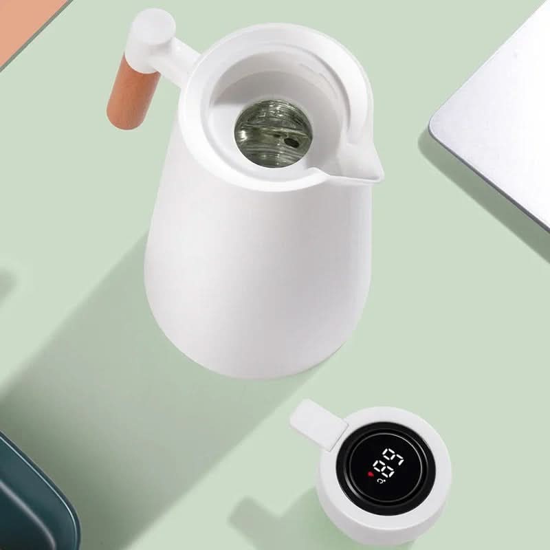 Thermokaraffe mit Temperaturanzeige | Isolierkanne 1 Liter für Kaffee & Tee | Heatina