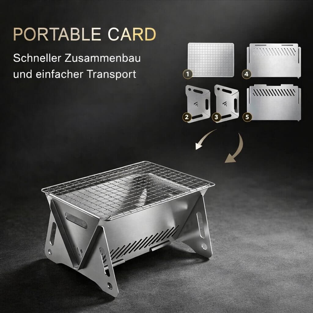 Portabler Holzkohlegrill | Holzkohlegrill für Garten, Camping & Outdoor | Grill Stahl